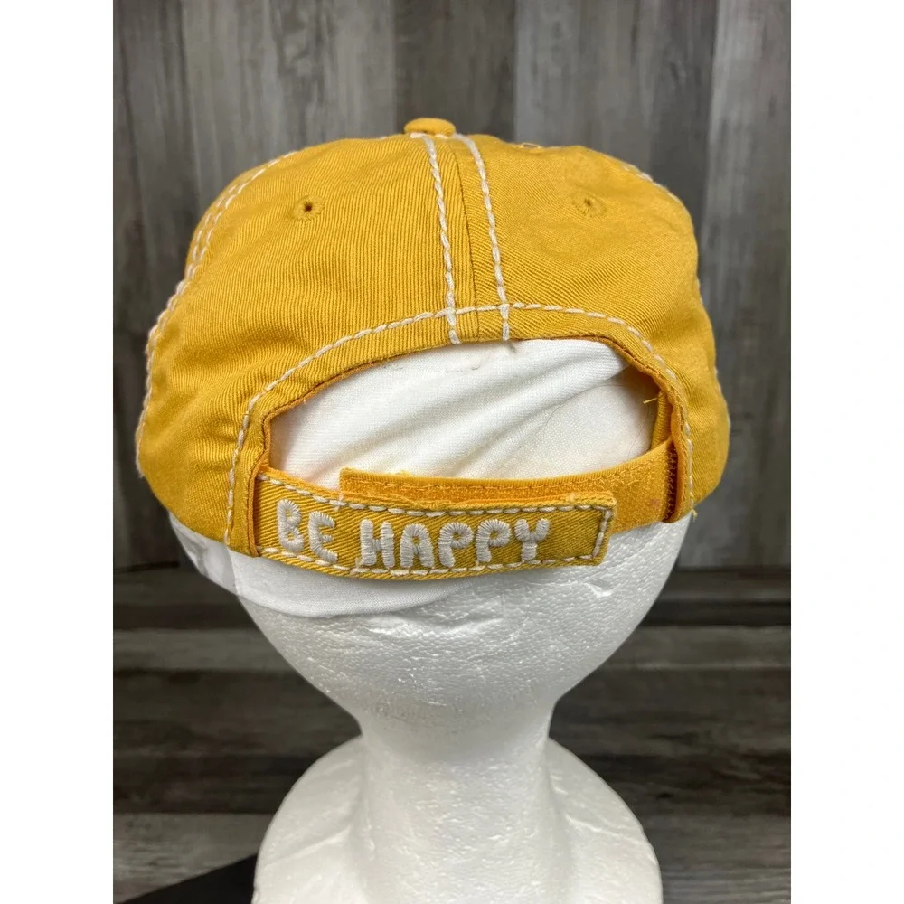 KBETHOS Vintage Kids Bee Happy Distressed Baseball Cap Yellow Embroidered Hat